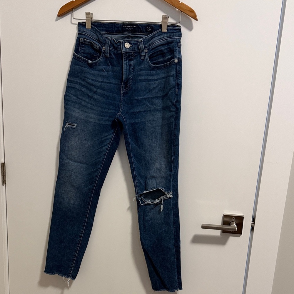 Lucky Brand Dark Blue Distressed Ankle Jeans